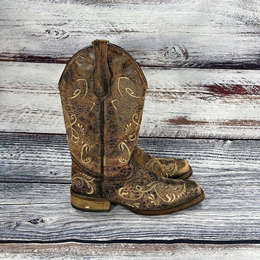 Corral Circle G Dragonfly L5079 Brown Square Toe Boots Women’s 9.5